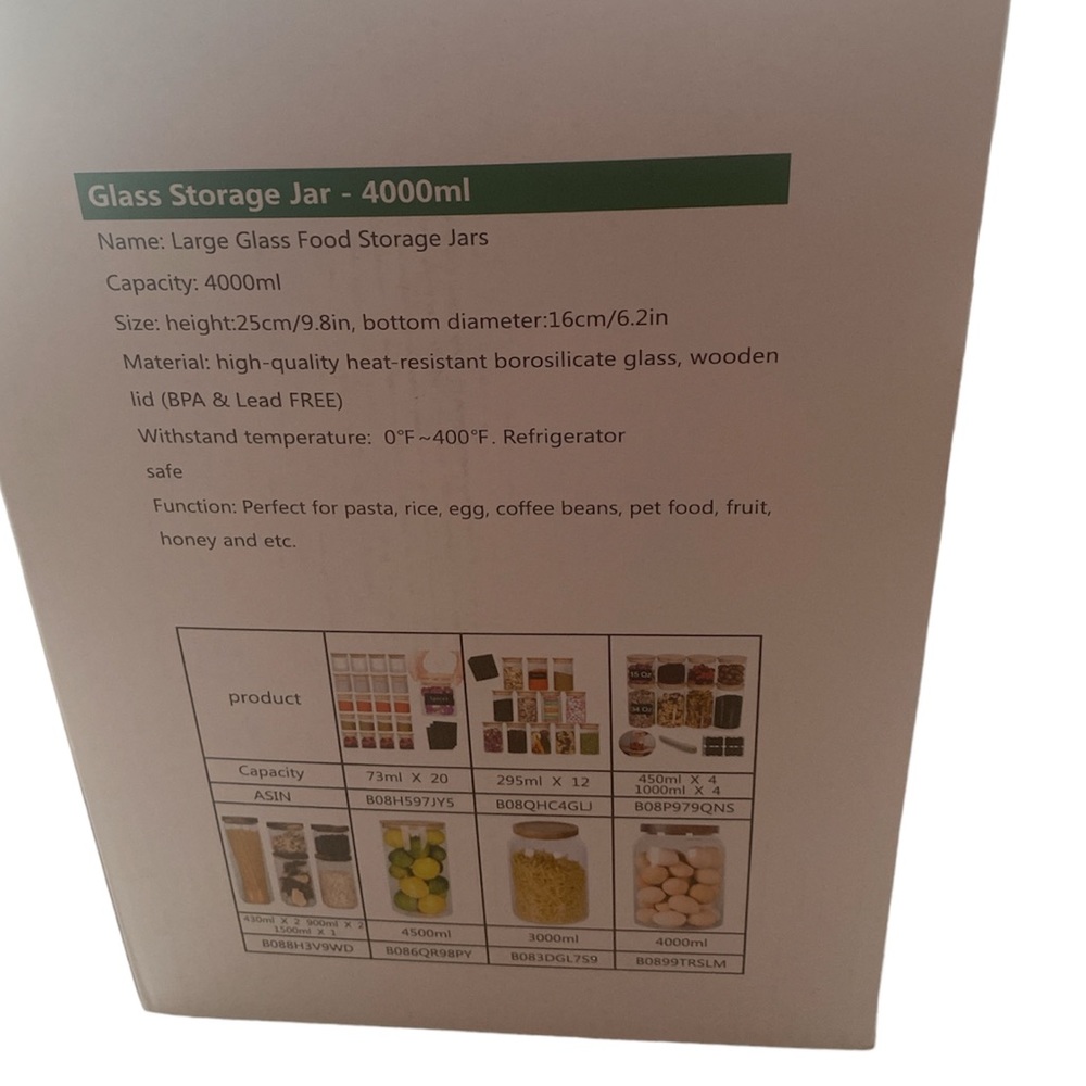New Jar Clear Glass Large with Lid Storage Kitchen Organization Pantry Tall wood - Picture 3 of 3